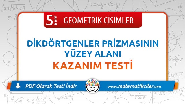 5. Sınıf Geometrik Cisimlerin Yüzey Alanı Testi PDF İndir