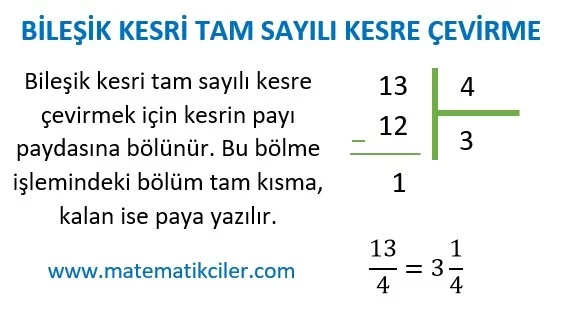 Bileşik Kesri Tam Sayılı Kesre Çevirme