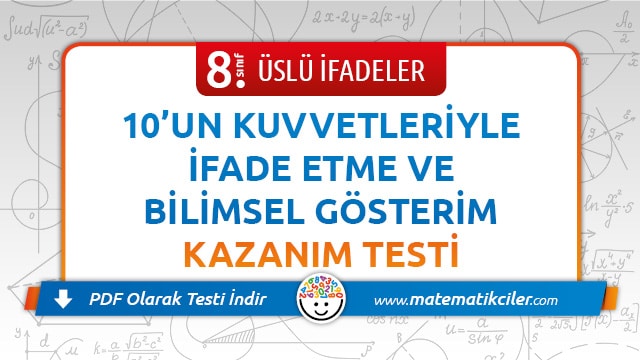 8. Sınıf Bilimsel Gösterim Testi PDF İndir