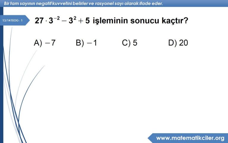 TEOG'da Çıkan Üslü Sayılar Soruları | Matematikciler.com